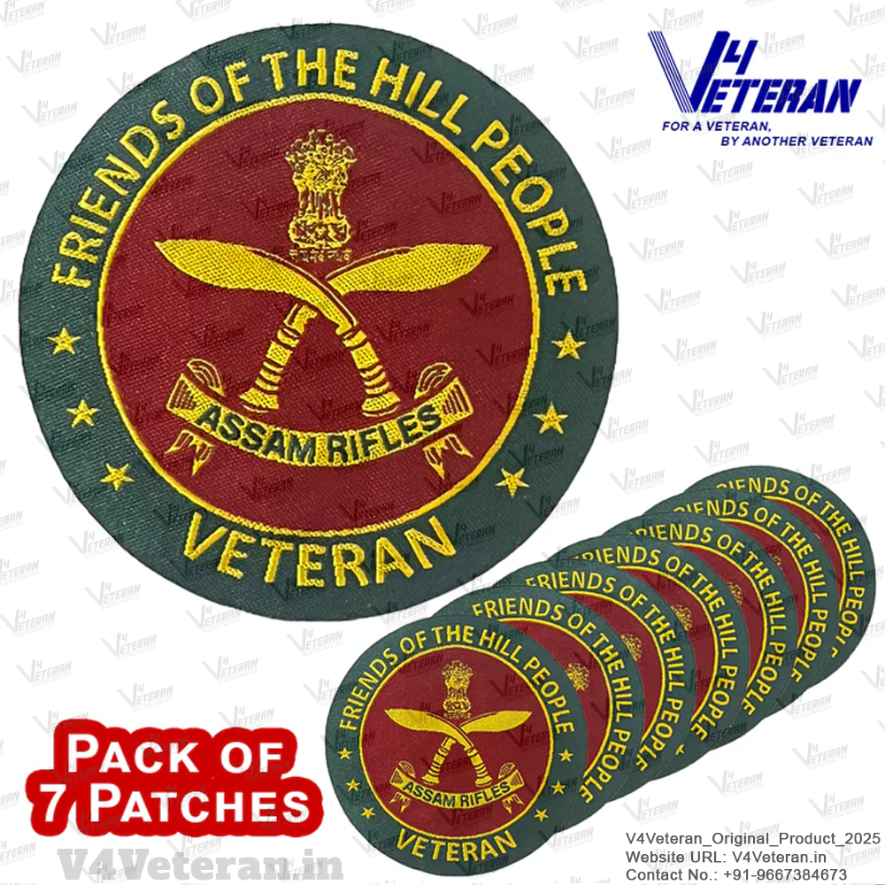 AR Veteran Iron-On Woven/ Embroidered Patches (DIY) for T-Shirts, Bags, Tracksuits & Waistcoats (Pack of 7)