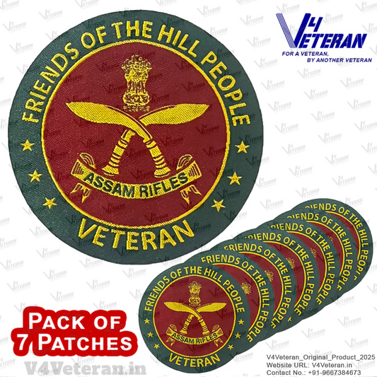AR Veteran Iron-On Woven/ Embroidered Patches (DIY) for T-Shirts, Bags, Tracksuits & Waistcoats (Pack of 7)