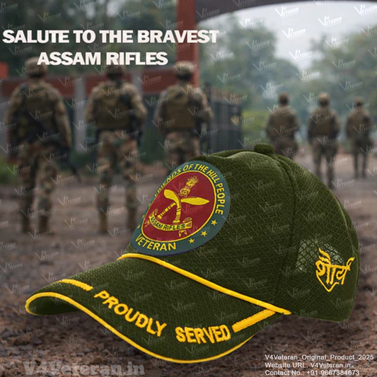 Assam Rifles-Proudly Served (Olive Green) Veterans Baseball Cap