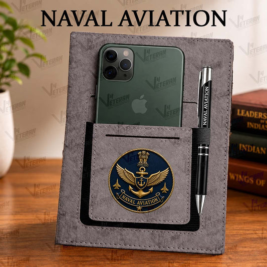 Classic Naval Aviation Office Notebook with Phone–Card Pocket & Elastic Pen Loop