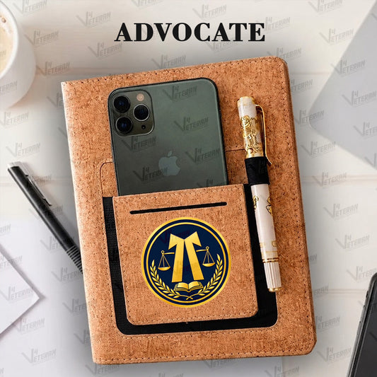 Classic Advocate Office Notebook with Phone–Card Pocket & Elastic Pen Loop - Cork