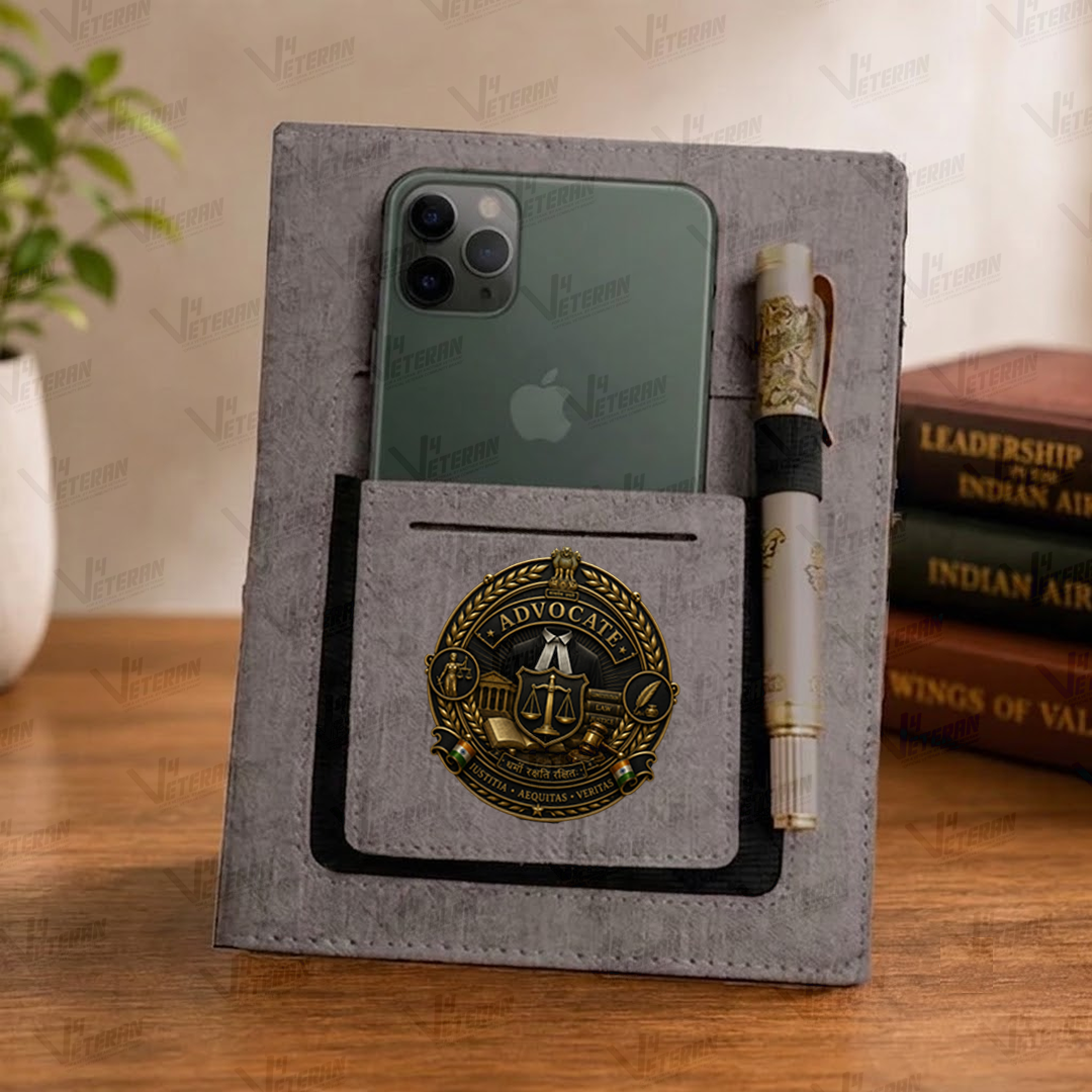 Classic ADVOCATE (Veteran) Office Notebook with Phone–Card Pocket & Elastic Pen Loop