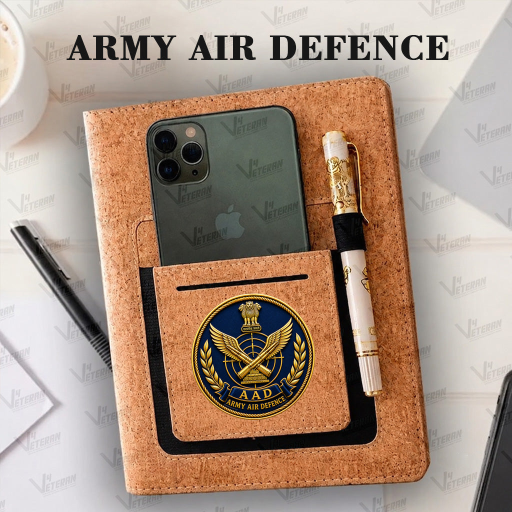 Classic Army Air Defence Office Notebook with Phone–Card Pocket & Elastic Pen Loop - Cork