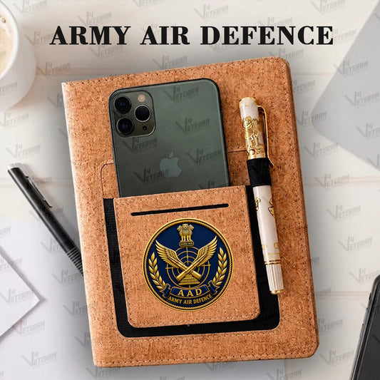 Classic Army Air Defence Office Notebook with Phone–Card Pocket & Elastic Pen Loop - Cork