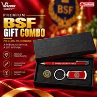BSF Veteran Premium Gift Set – Red & Silver Pen, BSF Keychain & Veteran Lapel Pin with Premium Black Gift Box
