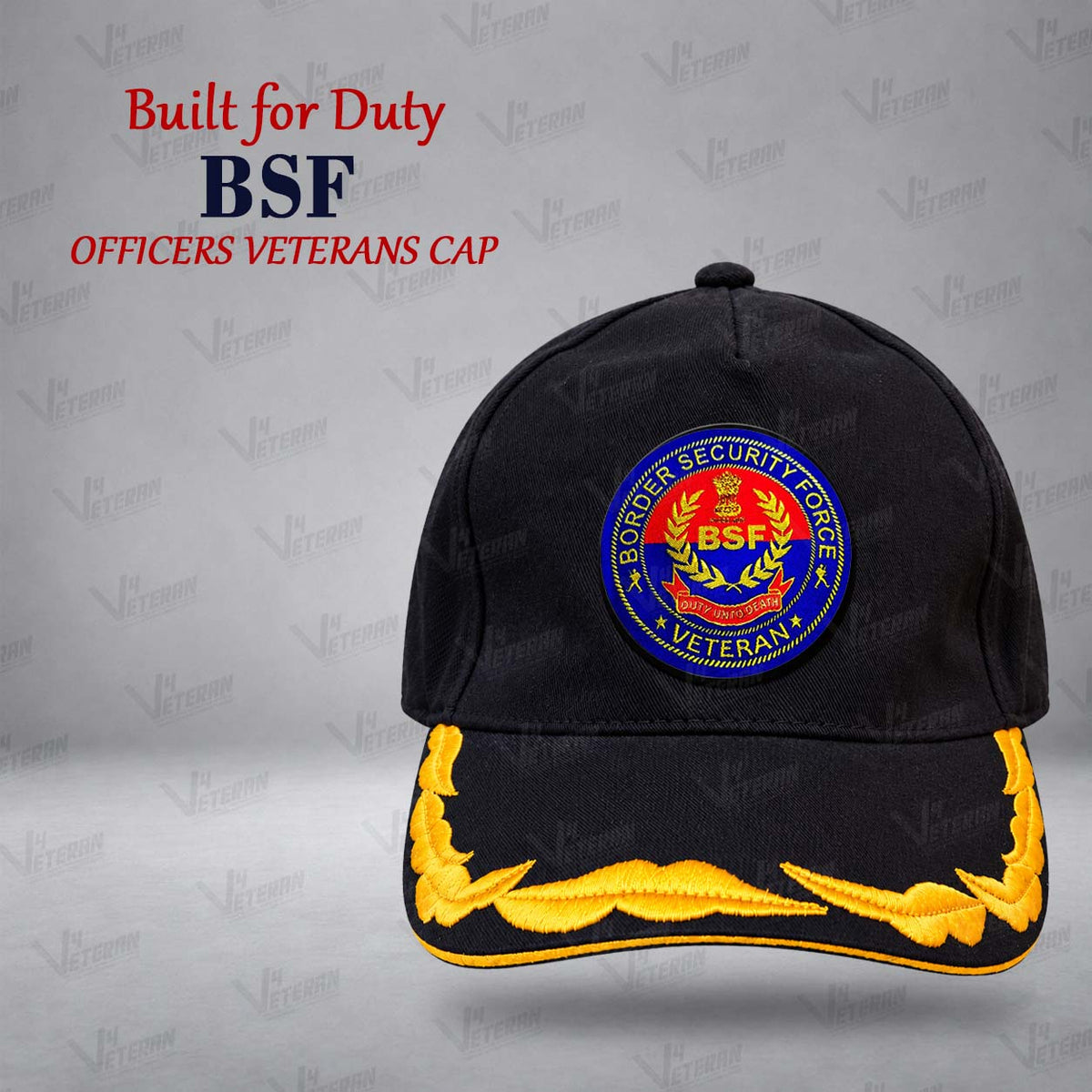 BSF Officers Veterans Cap (Fabric: Cotton, Color: Black)