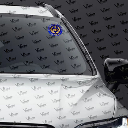 BSF Veteran Car & Bike Stickers – 4 Inside Glass for Cars + 3 Back Gumming for 2-Wheelers (7 pcs)