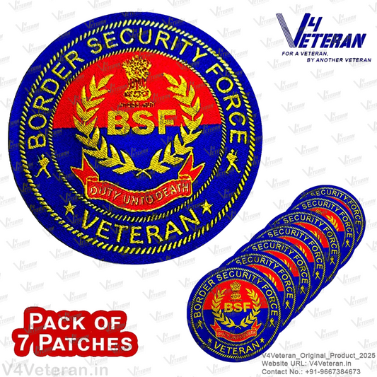 BSF Veteran Iron-On Woven/ Embroidered Patches (DIY) for T-Shirts, Bags, Tracksuits & Waistcoats (Pack of 7)