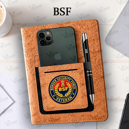 Classic BSF (Veteran) Office Notebook with Phone–Card Pocket & Elastic Pen Loop (cork)