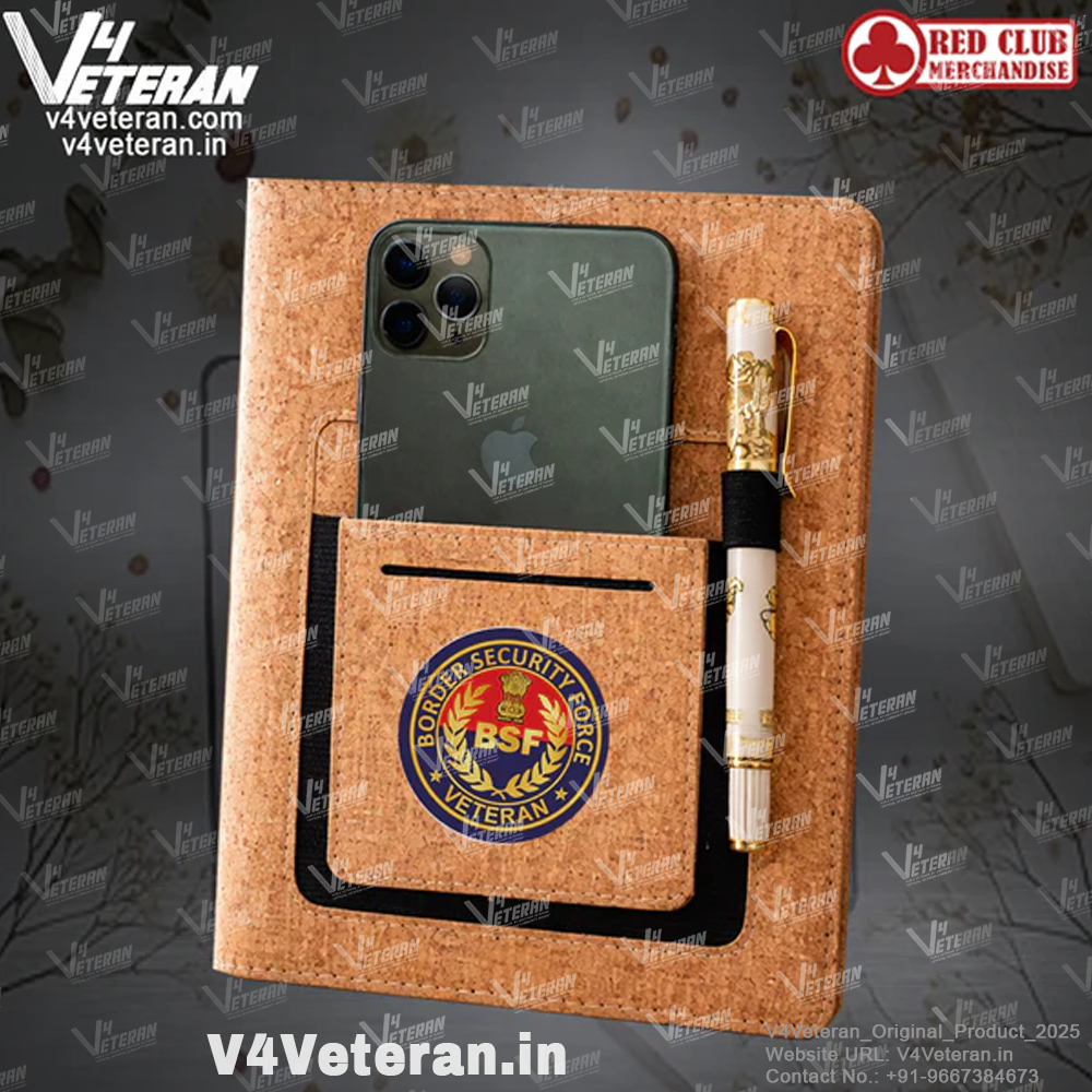 Classic BSF (Veteran) Office Notebook with Phone–Card Pocket & Elastic Pen Loop (cork)