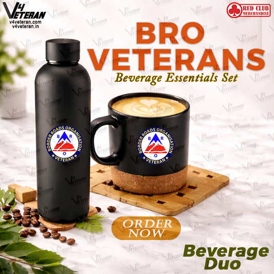 BRO Veterans-Matte Black Bottle & Cork-Base Mug Set