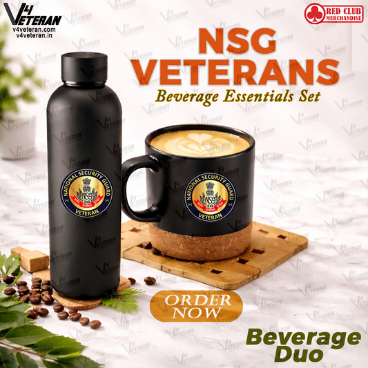 NSG Veterans-Matte Black Bottle & Cork-Base Mug Set