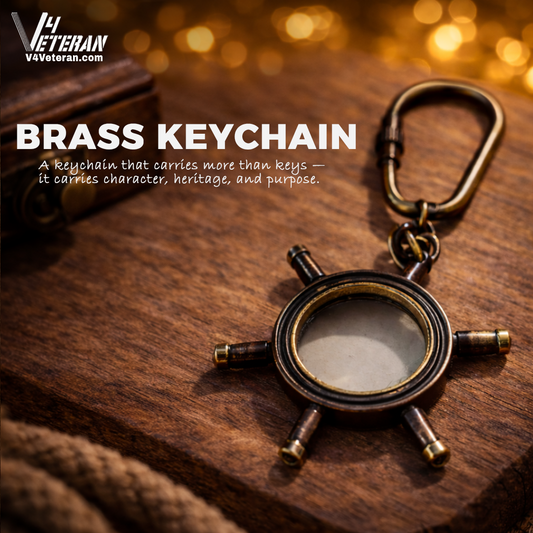 Brass Nautical Ship Wheel Keychain