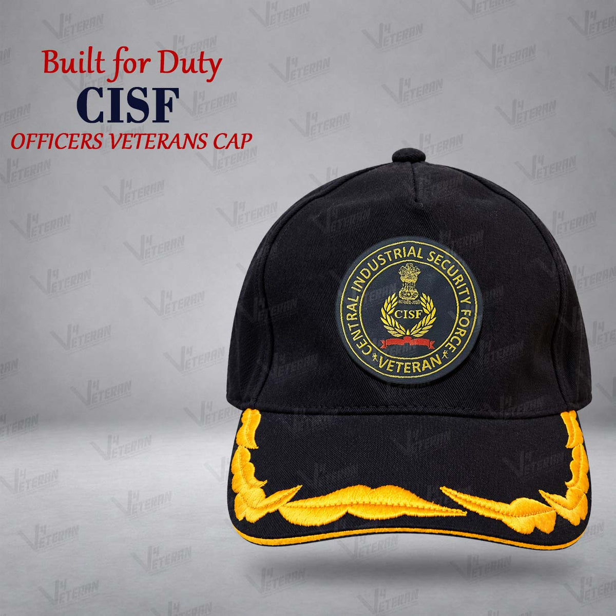 CISF Officers Veterans Cap (Fabric: Cotton, Color: Black)