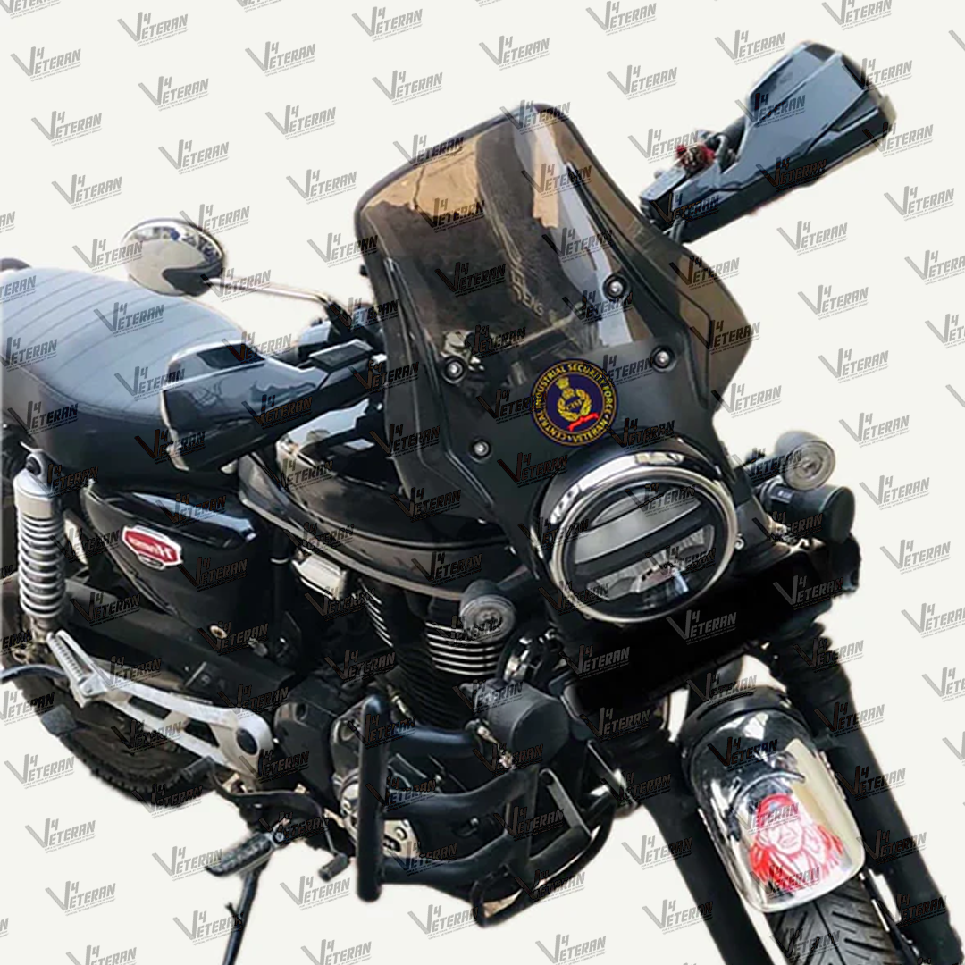 CISF Veteran Car & Bike Stickers – 4 Inside Glass for Cars + 3 Back Gumming for 2-Wheelers (7 pcs)