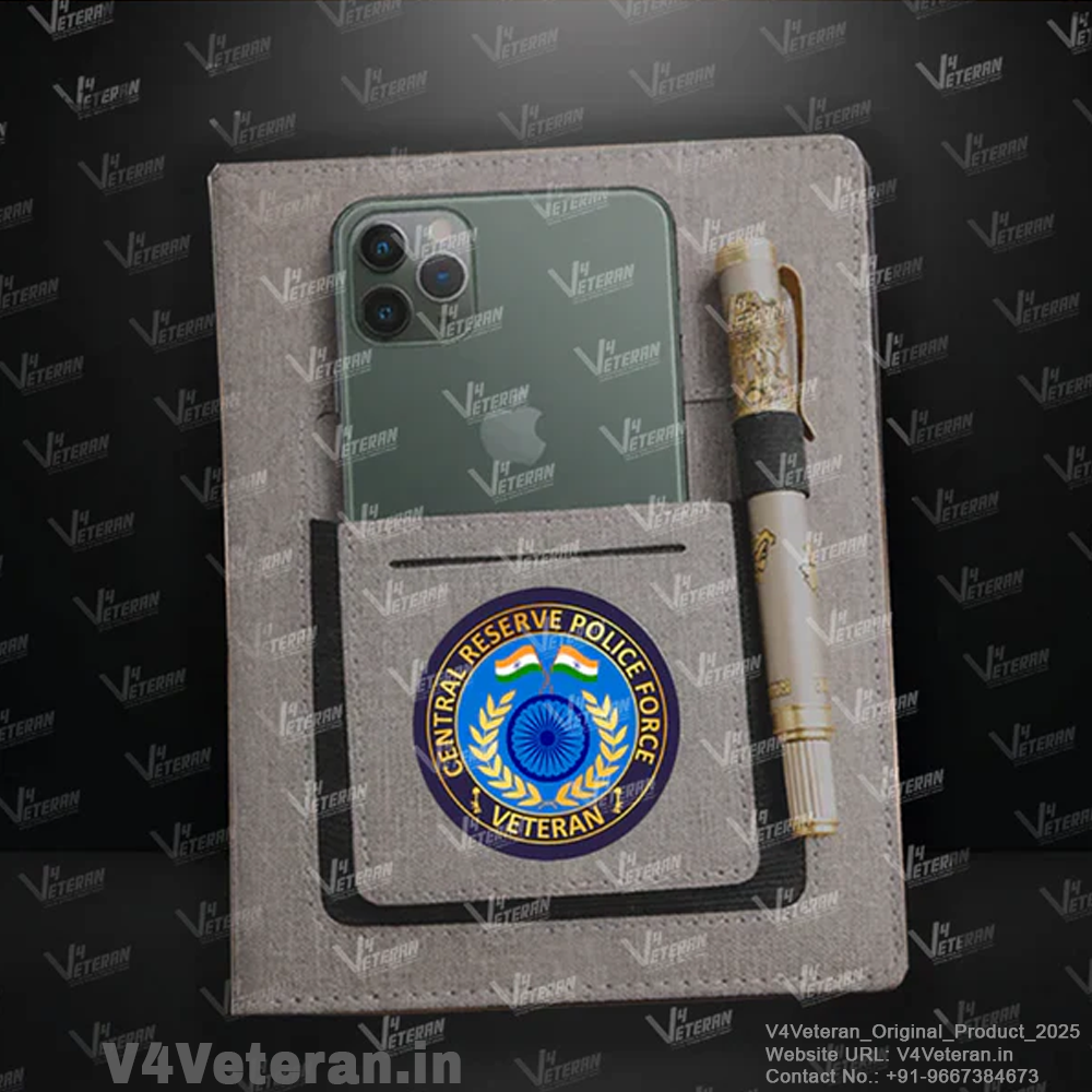 CRPF (Veteran) Office Notebook with Phone–Card Pocket & Elastic Pen Loop