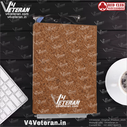Classic CRPF (Veteran) Office Notebook with Phone–Card Pocket & Elastic Pen Loop (cork)