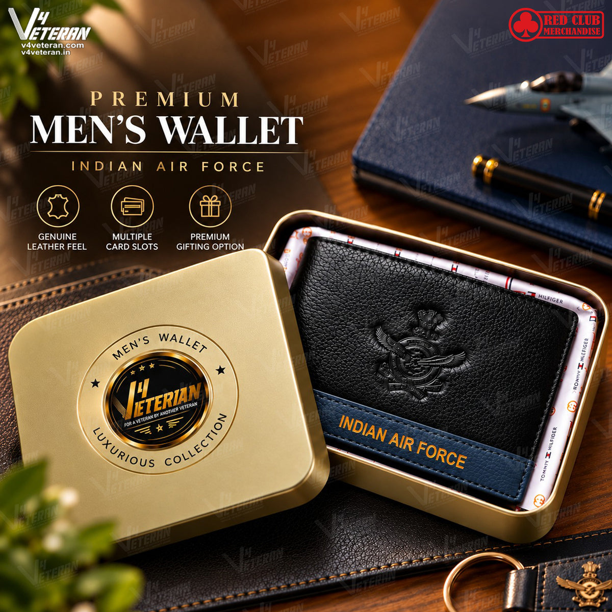 Indian Air Force Premium Leather Wallet with Embossed