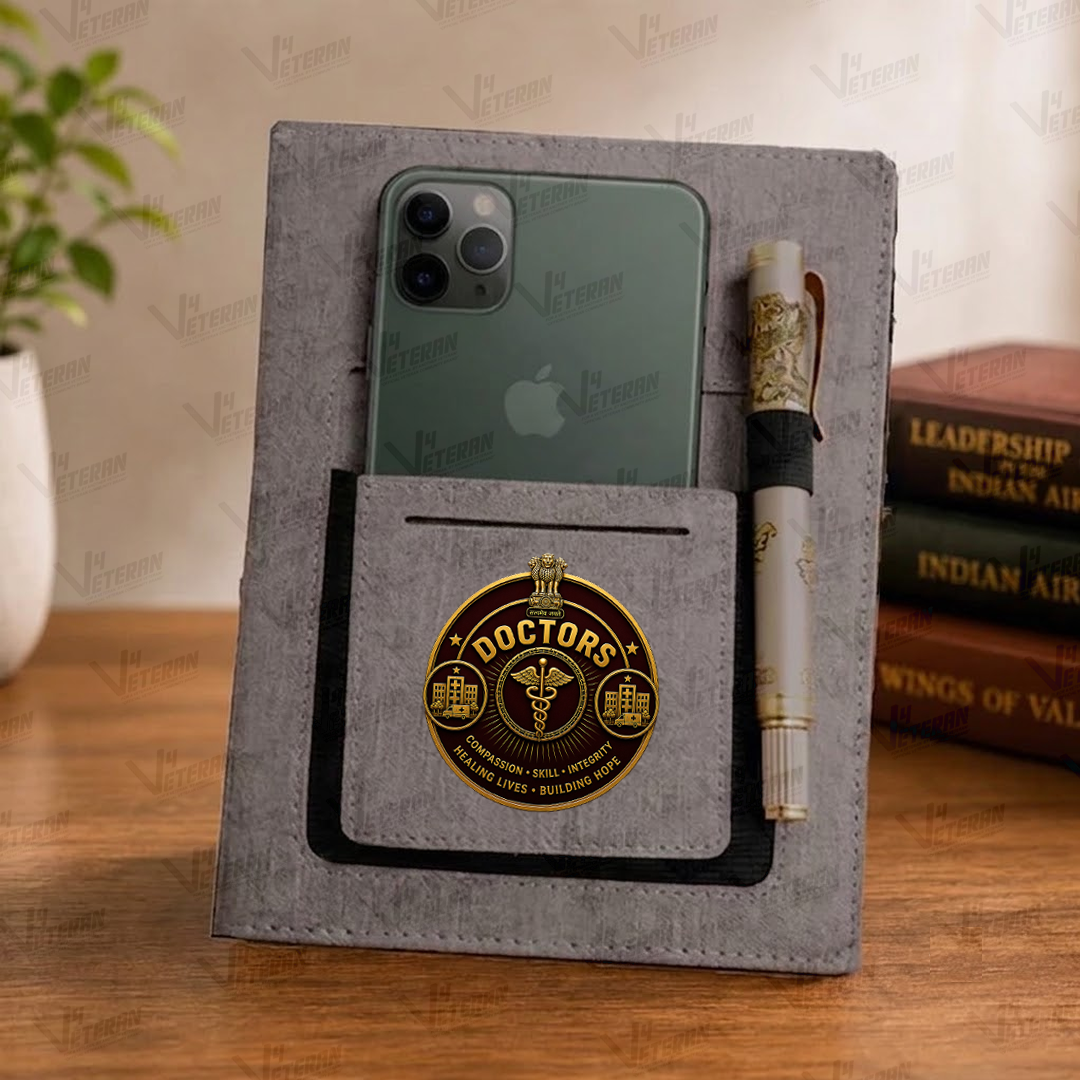 Classic  Doctor Office Notebook with Phone–Card Pocket & Elastic Pen Loop