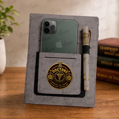 Classic  Doctor Office Notebook with Phone–Card Pocket & Elastic Pen Loop
