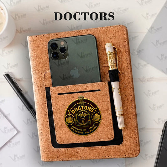 Classic Doctors Office Notebook with Phone–Card Pocket & Elastic Pen Loop - Cork