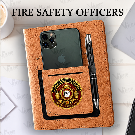 Classic Indian Fire Safety Officers Office Notebook with Phone–Card Pocket & Elastic Pen Loop
