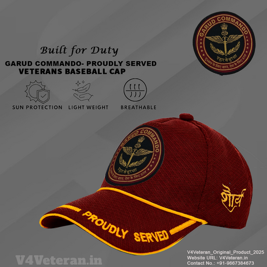 Garud Commando-Proudly Served (Maroon) Veterans Baseball Cap