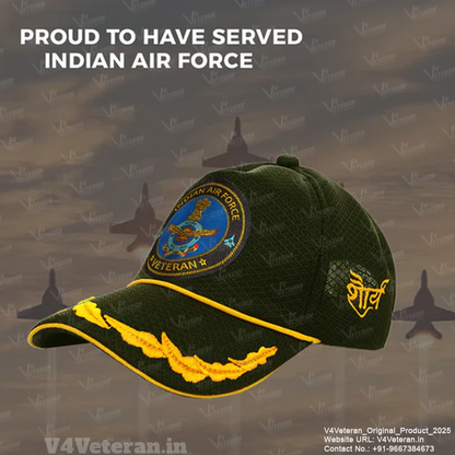 Indian Air force (Olive Green) Officers' Baseball Cap for Veterans