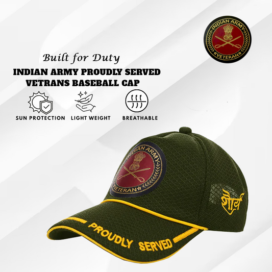 Indian Army-Proudly Served (Olive Green) Veterans Baseball Cap