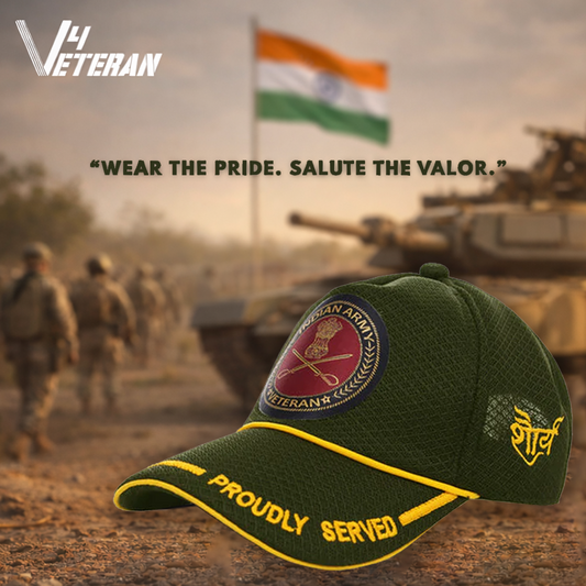 Indian Army-Proudly Served (Olive Green) Veterans Baseball Cap