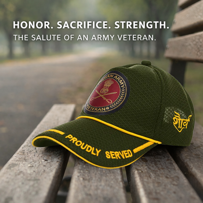Indian Army-Proudly Served (Olive Green) Veterans Baseball Cap