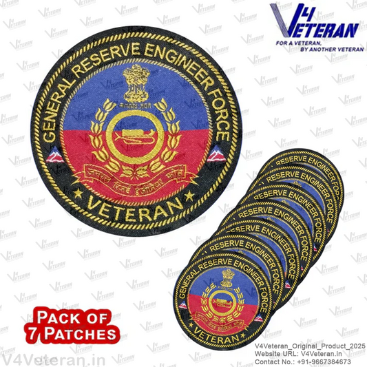 GREF Veteran Iron-On Woven/ Embroidered Patches (DIY) for T-Shirts, Bags, Tracksuits & Waistcoats (Pack of 7)