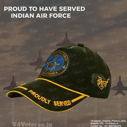 Indian Air force (Olive Green) Proudly Served Baseball Cap for Veterans