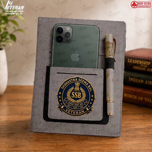 Classic SSB (Veteran) Office Notebook with Phone–Card Pocket & Elastic Pen Loop