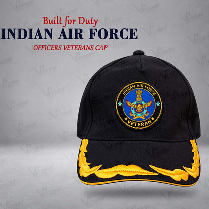 IAF Officers Veterans Cap (Fabric: Cotton, Color: Black)