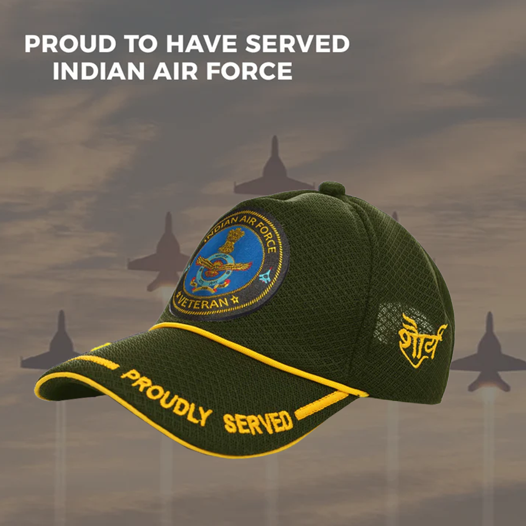 Indian Air force (Olive Green) Proudly Served Baseball Cap for Veterans