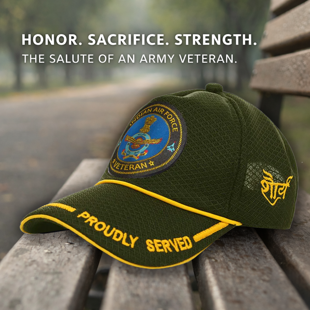 Indian Air force (Olive Green) Proudly Served Baseball Cap for Veterans