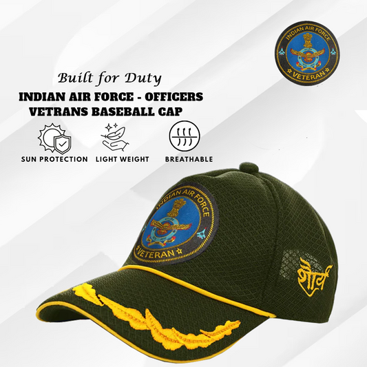 Indian Air force (Olive Green) Officers' Baseball Cap for Veterans