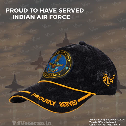 Indian Air force (Black) Proudly Served Baseball Cap for Veterans