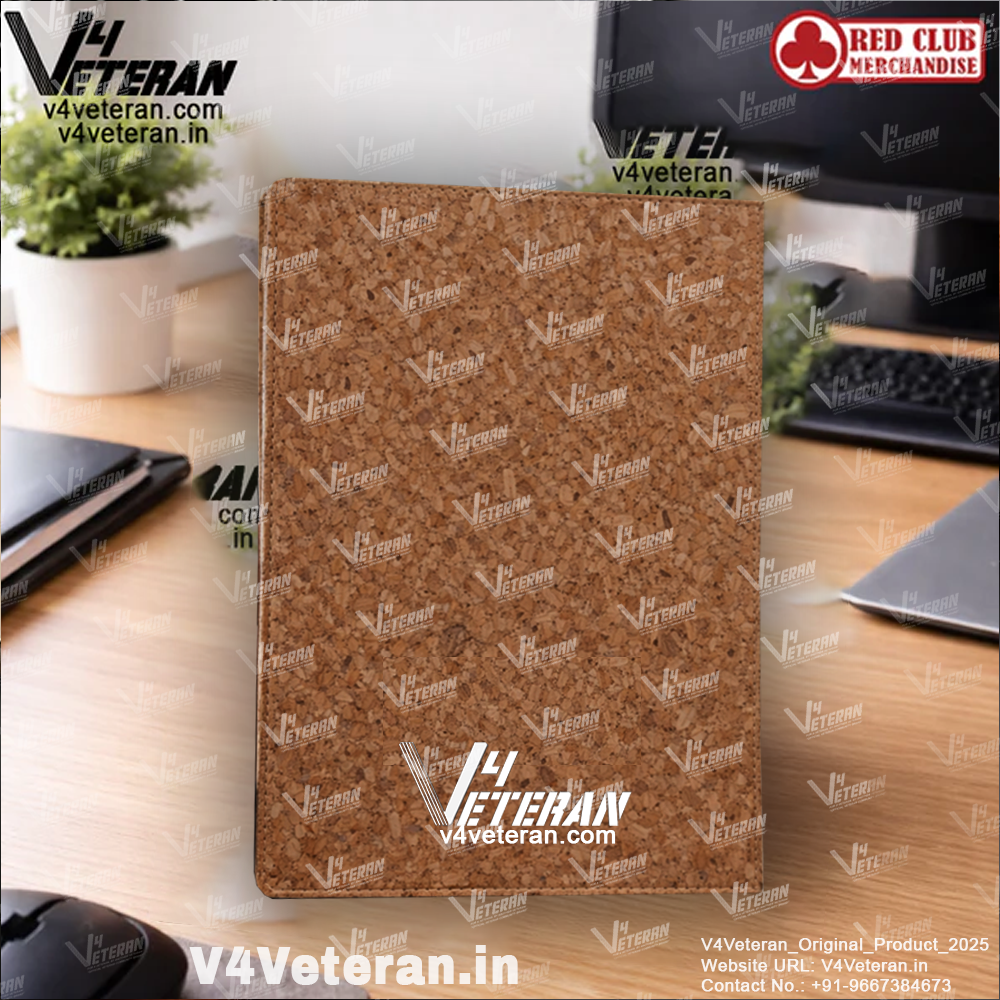 Classic Indian Air Force (Veteran) Office Notebook with Phone–Card Pocket & Elastic Pen Loop (cork)