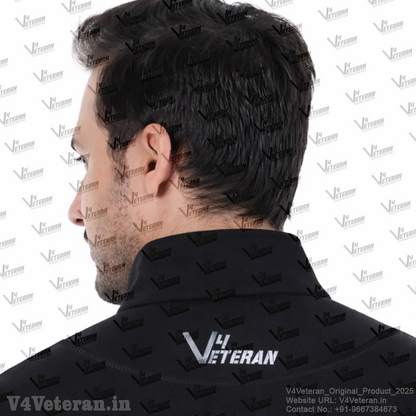 Indian Air Force Jacket (Zipper, Cotton Fleece 340GSM) for Veterans (Black)