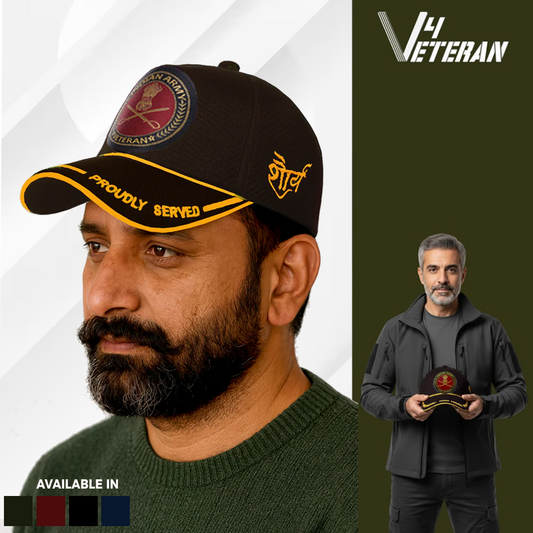 Indian Army-Proudly Served (Black) Veterans Baseball Cap