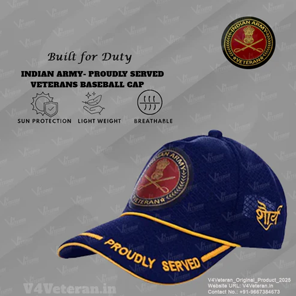 Indian Army-Proudly Served (Blue) Veterans Baseball Cap