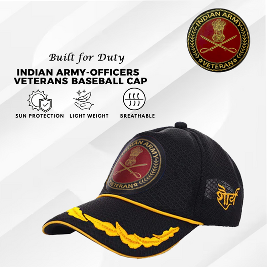 Indian Army Officers' (Black) Veterans Baseball Cap