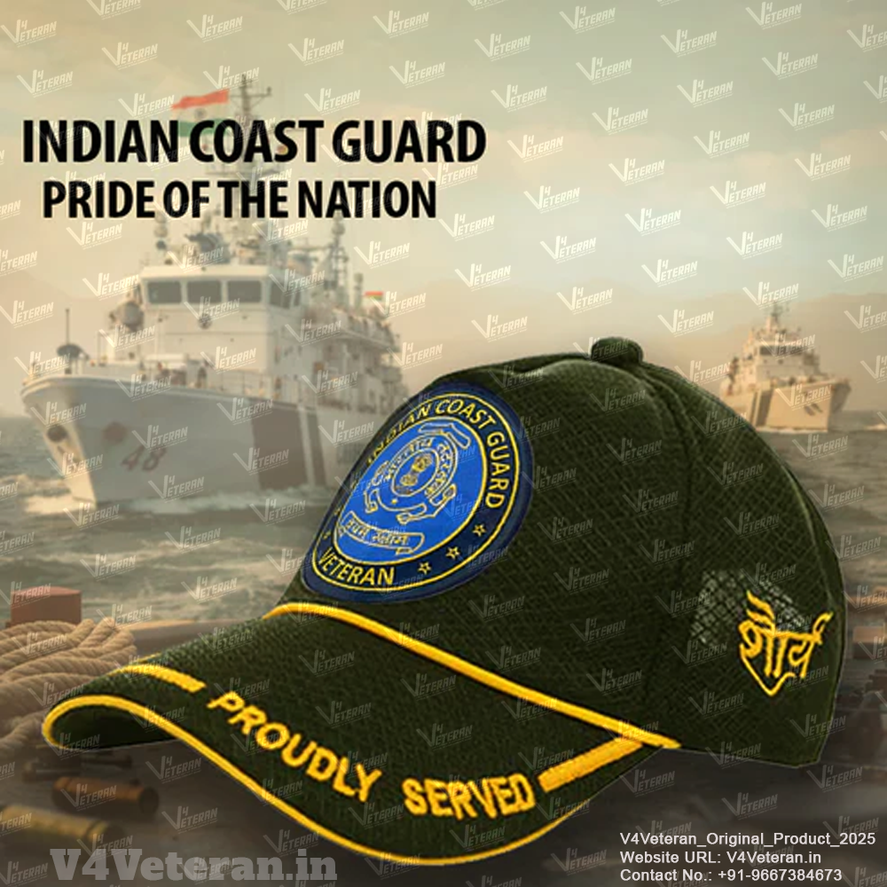Indian Coast Guard-Proudly Served (Olive Green) Veterans Baseball Cap