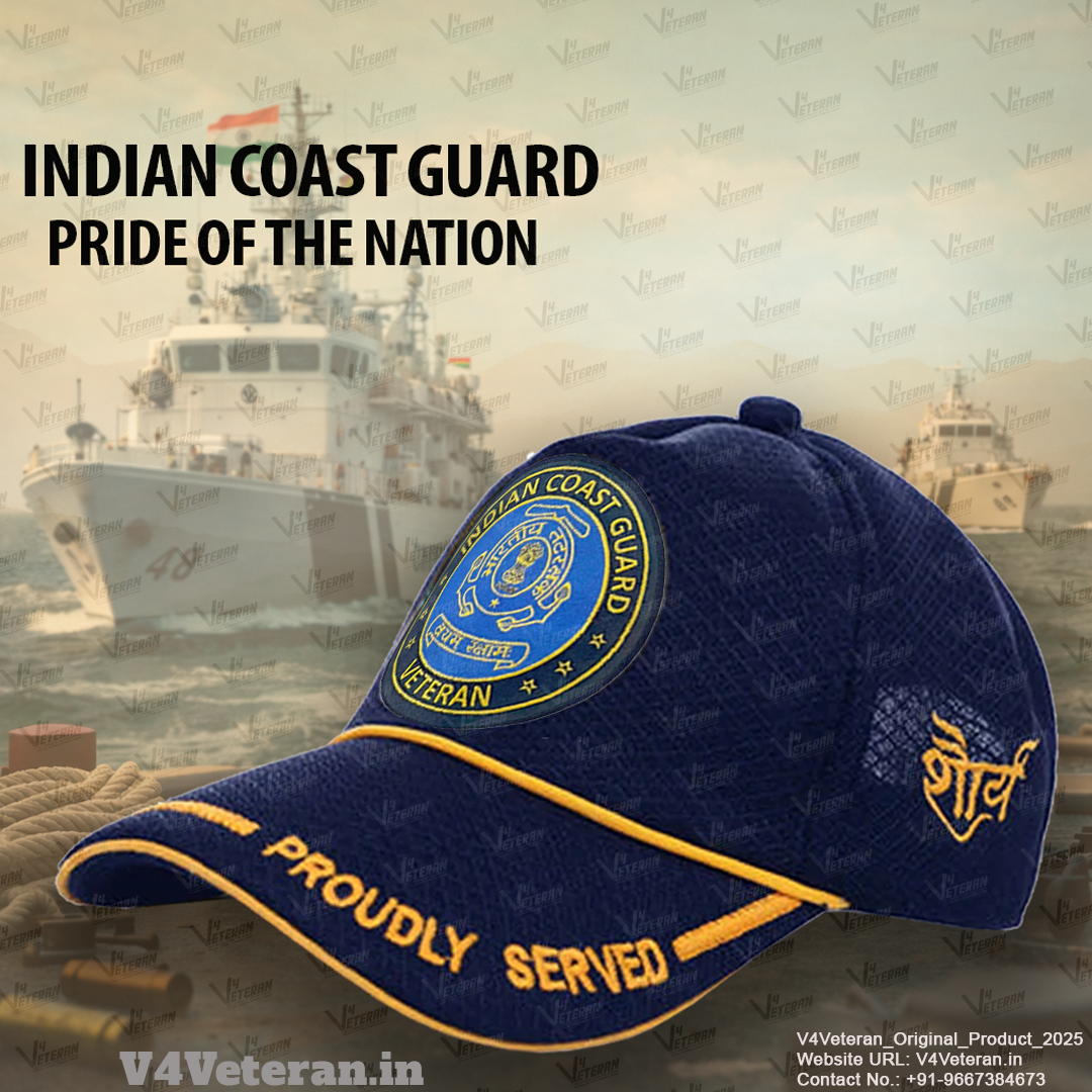 Indian Coast Guard-Proudly Served (Blue) Veterans Baseball Cap