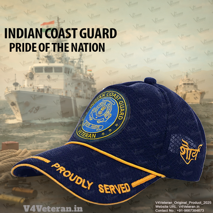 Indian Coast Guard-Proudly Served (Blue) Veterans Baseball Cap