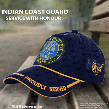 Indian Coast Guard-Proudly Served (Blue) Veterans Baseball Cap