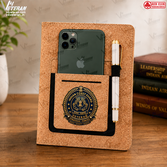 Legacy ICG (Veteran) Office Notebook with Phone–Card Pocket & Elastic Pen Loop (cork)
