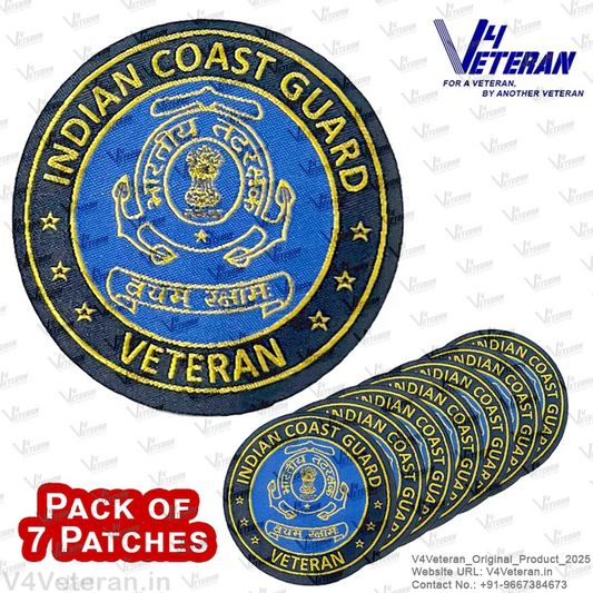 ICG Veteran Iron-On Woven/ Embroidered Patches (DIY) for T-Shirts, Bags, Tracksuits & Waistcoats (Pack of 7)